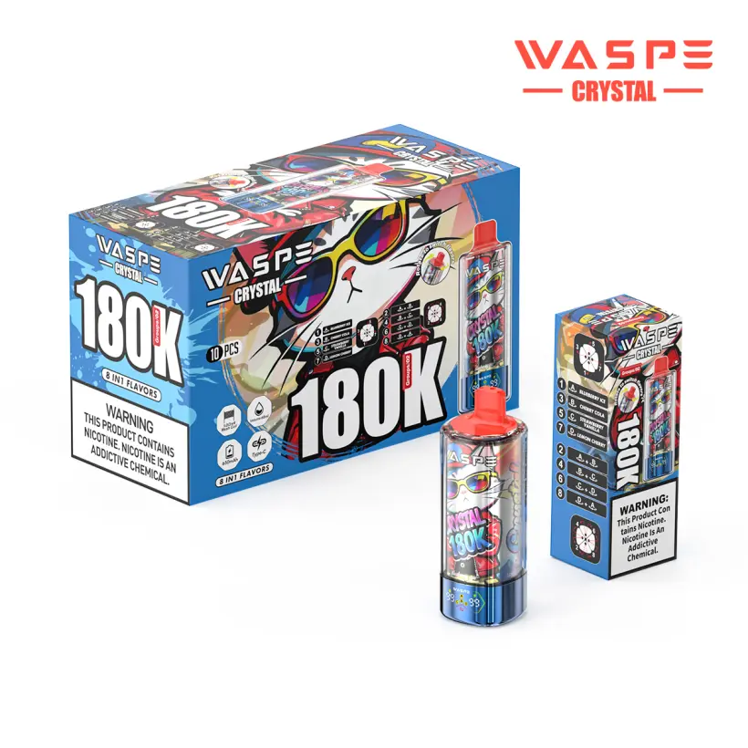 WASPE 180K Züge 8 in 1 Crystal Einweg Vape 180000 Kostenloser Versand aus EU Lager