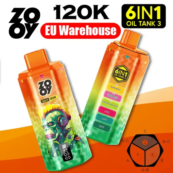 ZOOY 120K Puffs 6-in-1 Einweg Vape 120000 Kostenloser Versand aus EU-Lager