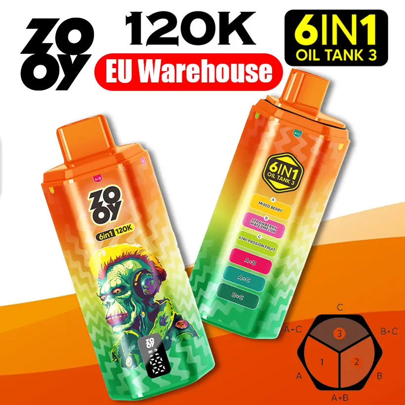 ZOOY 120K Puffs 6-in-1 Einweg Vape 120000 Kostenloser Versand aus EU-Lager
