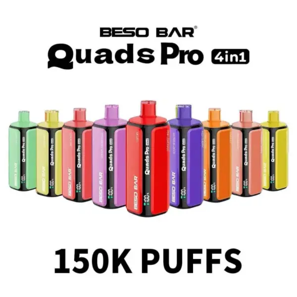 BESO BAR Quads Pro 150K Puffs 4-in-1 Einweg Vape mit Fruchtgeschmack Kostenloser Versand