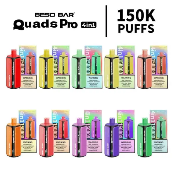 BESO BAR Quads Pro 150K Puffs 4-in-1 Einweg Vape mit Fruchtgeschmack Kostenloser Versand