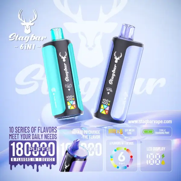 EU Lager Stagbar 180k Puffs 4-in-1 Einweg Vape Großhandel Kostenloser Versand