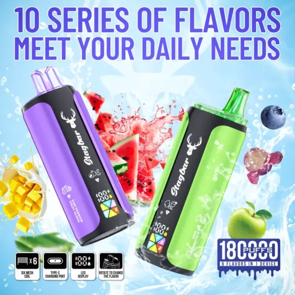 EU Lager Stagbar 180k Puffs 4-in-1 Einweg Vape Großhandel Kostenloser Versand