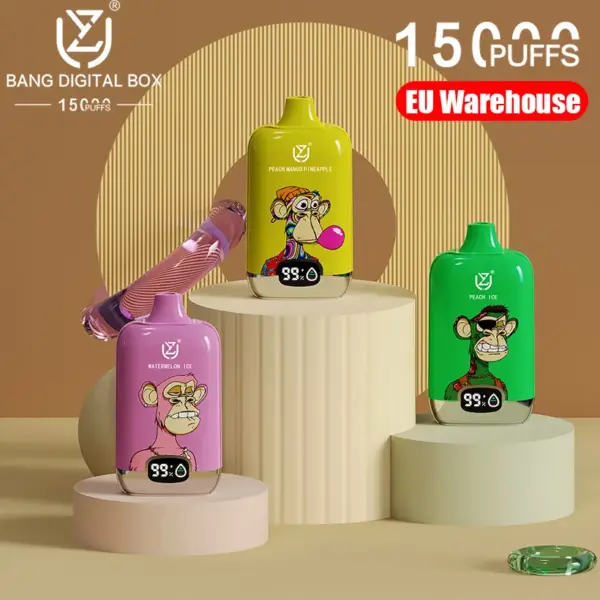 EU Lager UZY 15K Puffs 15000 Bang Digital Box Einweg Vape Kostenloser Versand