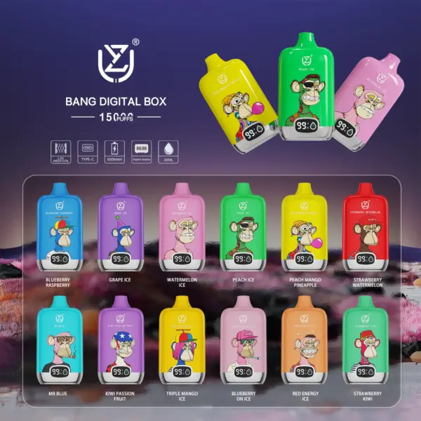 EU Lager UZY 15K Puffs 15000 Bang Digital Box Einweg Vape Kostenloser Versand