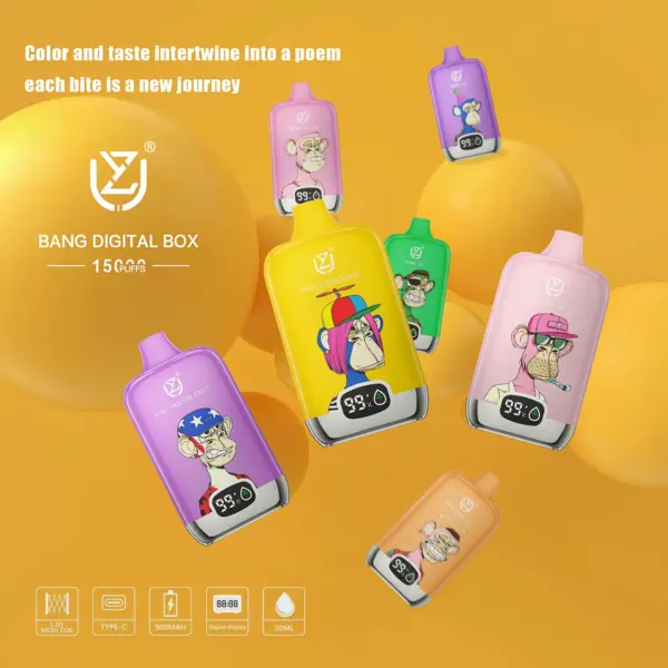EU Lager UZY 15K Puffs 15000 Bang Digital Box Einweg Vape Kostenloser Versand