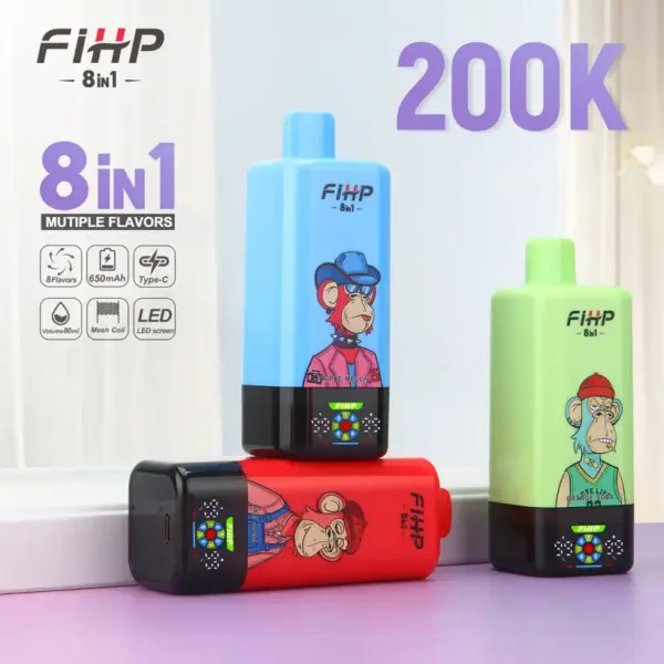 FIHP 200K Puffs 8 In 1 Einweg E Zigarette 200000 Kostenloser Versand EU Lager