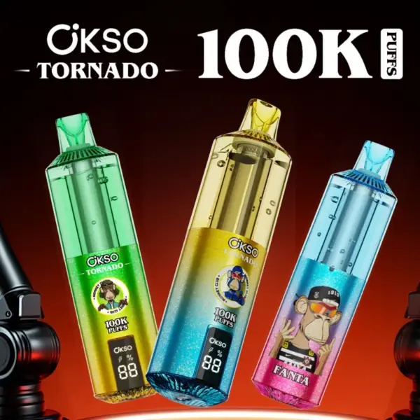 OKSO Tornado 100k Puffs 100000 Wiederaufladbarer Einweg-Vape-Stift Kostenloser Versand