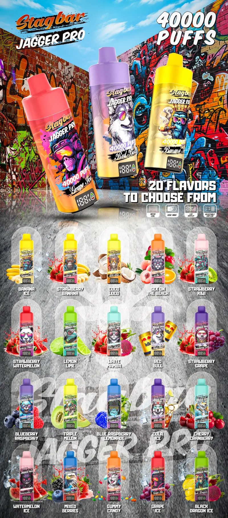 Stagbar Jagger Pro 40K Puffs 40000 Einweg E Zigarette Großhandel EU Lager