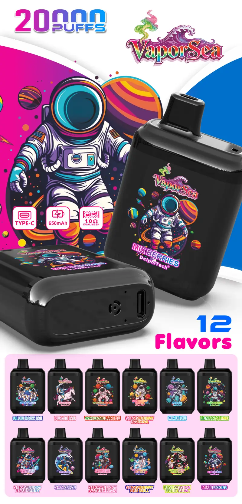 Vaporsea 20000 Puffs 20K Einweg Vape Günstiger Preis Kostenloser Versand