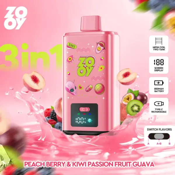 Zooy 150K Puffs 150000 Dreifach Geschmacksrichtungen Einweg Vape 3 In 1 Großhandel EU Lager