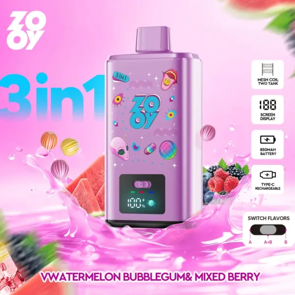 Zooy 150K Puffs 150000 Dreifach Geschmacksrichtungen Einweg Vape 3 In 1 Großhandel EU Lager