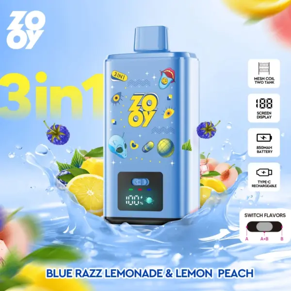 Zooy 150K Puffs 150000 Dreifach Geschmacksrichtungen Einweg Vape 3 In 1 Großhandel EU Lager