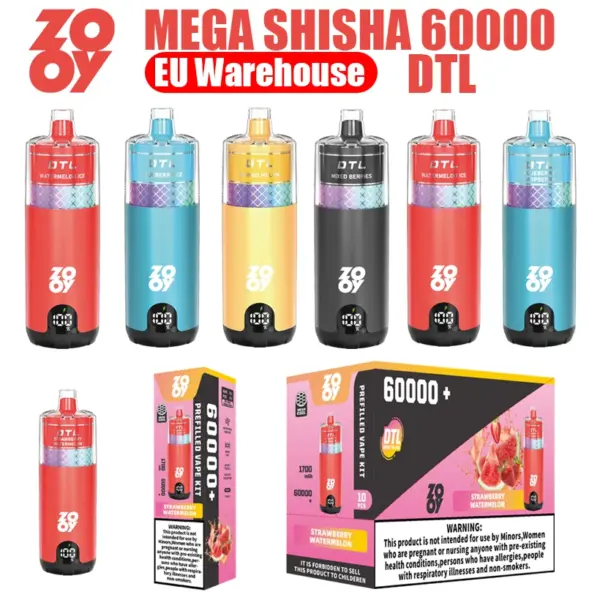 ZOOY Mega 60K Puffs 60000 DTL Shisha Einweg E Zigarette Großhandel EU Lager