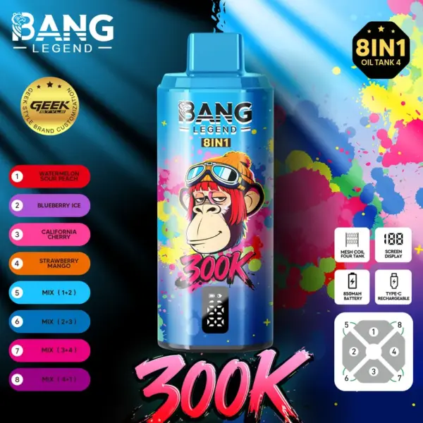 Bang Legend 300000 Züge 8 in 1 Geschmacksrichtungen Einweg Vape Online Kostenloser Versand