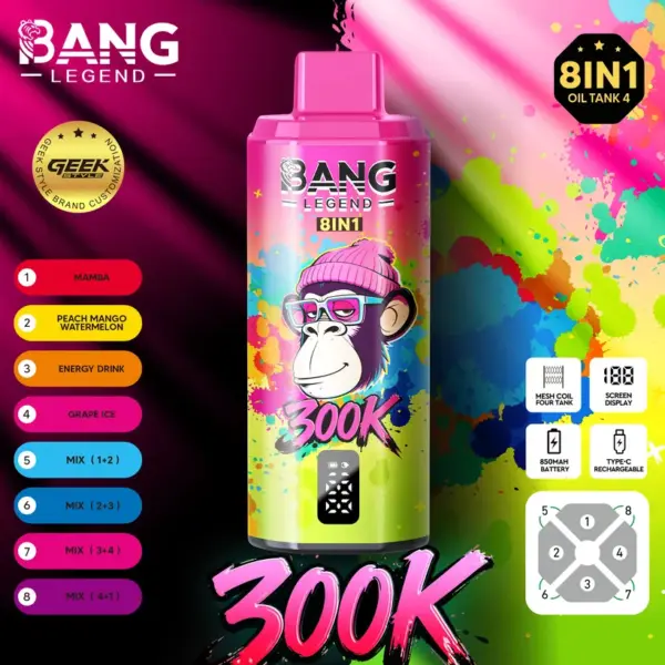 Bang Legend 300000 Züge 8 in 1 Geschmacksrichtungen Einweg Vape Online Kostenloser Versand