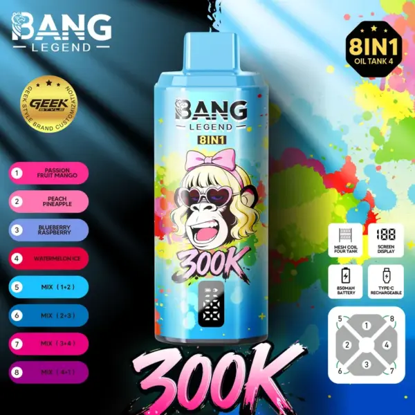 Bang Legend 300000 Züge 8 in 1 Geschmacksrichtungen Einweg Vape Online Kostenloser Versand