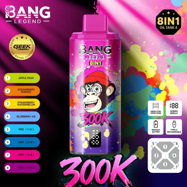 Bang Legend 300000 Züge 8 in 1 Geschmacksrichtungen Einweg Vape Online Kostenloser Versand