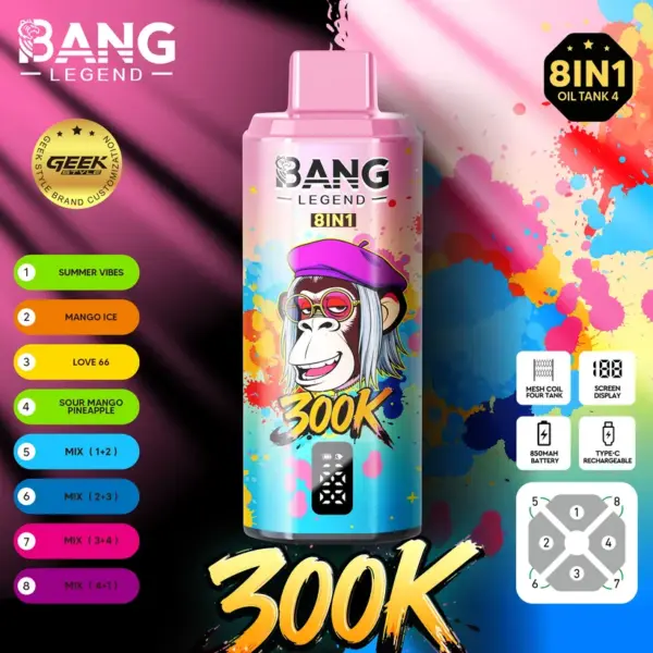 Bang Legend 300000 Züge 8 in 1 Geschmacksrichtungen Einweg Vape Online Kostenloser Versand