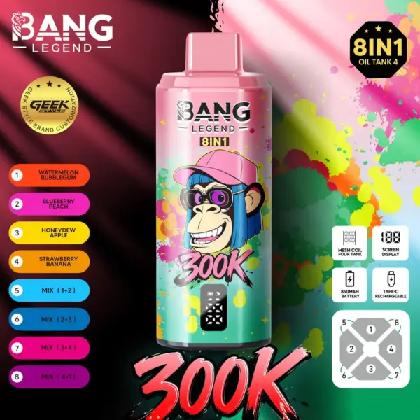 Bang Legend 300000 Züge 8 in 1 Geschmacksrichtungen Einweg Vape Online Kostenloser Versand