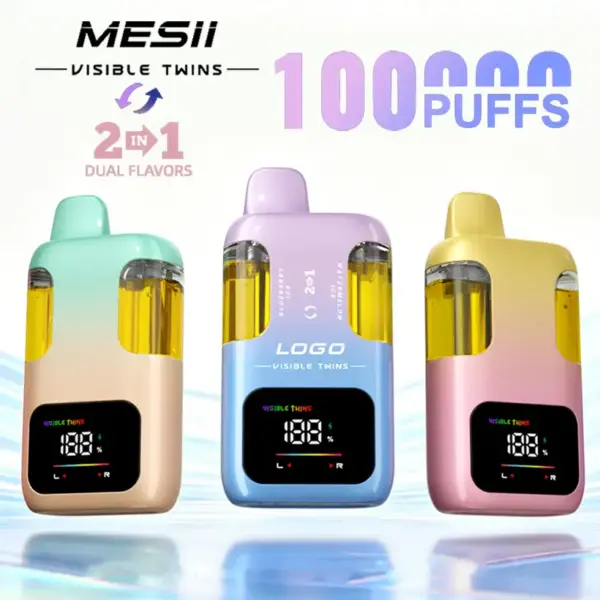 Mesii 100K Züge Visible Twins Doppelter Geschmack Crystal Einweg Vape Kostenloser Versand