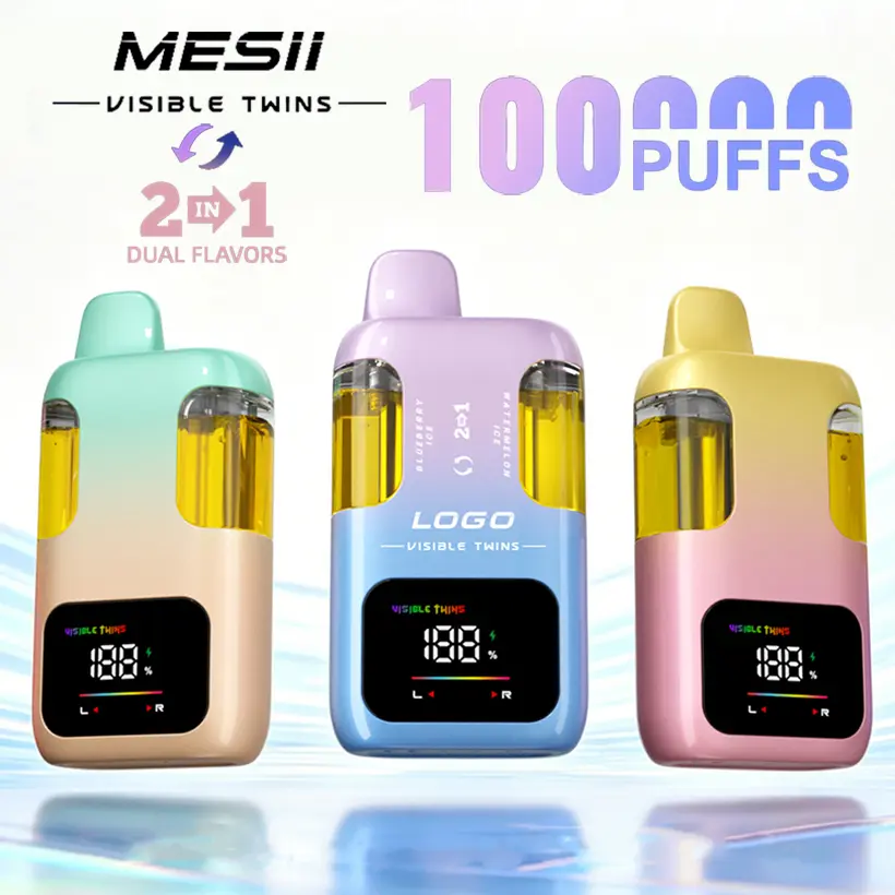 Mesii 100K Züge Visible Twins Doppelter Geschmack Crystal Einweg Vape Kostenloser Versand