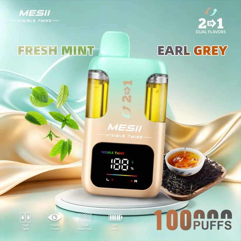 Mesii 100K Züge Visible Twins Doppelter Geschmack Crystal Einweg Vape Kostenloser Versand