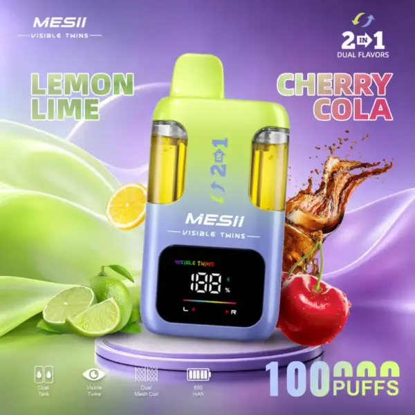 Mesii 100K Züge Visible Twins Doppelter Geschmack Crystal Einweg Vape Kostenloser Versand