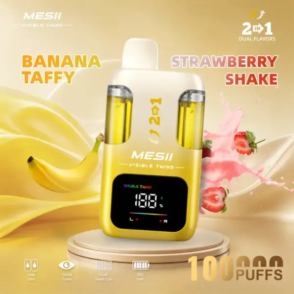 Mesii 100K Züge Visible Twins Doppelter Geschmack Crystal Einweg Vape Kostenloser Versand
