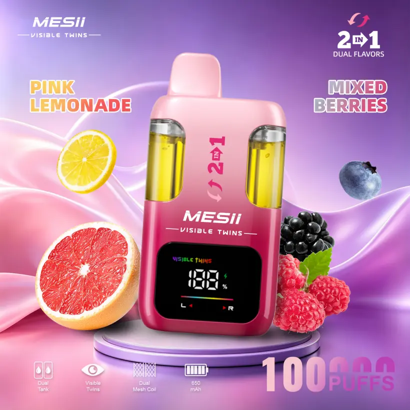 Mesii 100K Züge Visible Twins Doppelter Geschmack Crystal Einweg Vape Kostenloser Versand