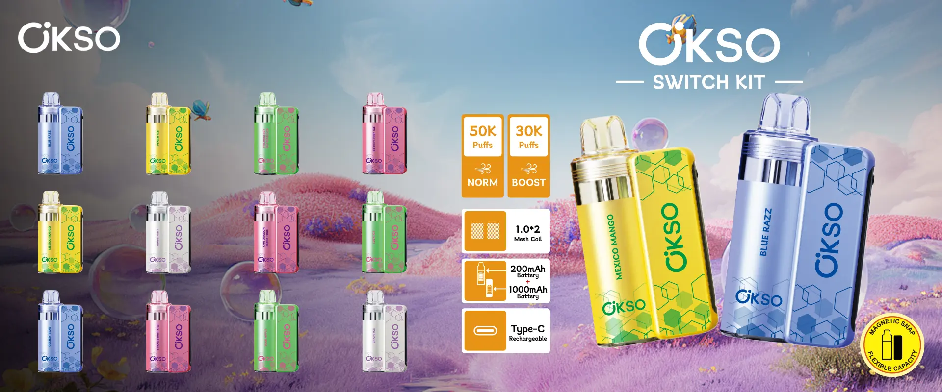 OKSO 50K Puffs 50000 Switch Kit UI Display Einweg Vape Kostenloser Versand