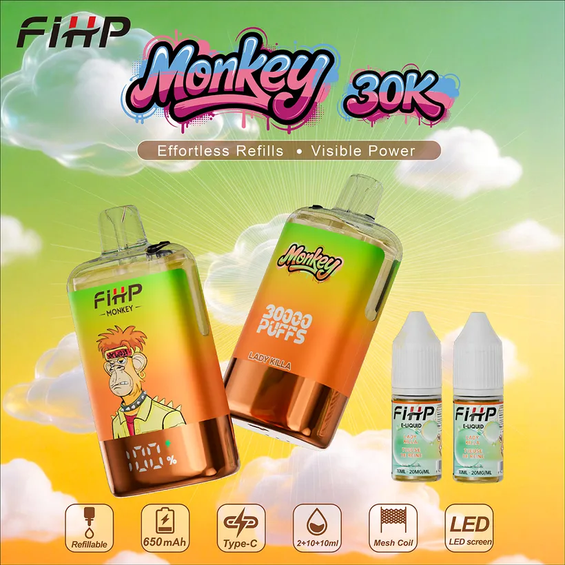 FIHP 30k Züge 30000 Monkey Refillable E Liquid
