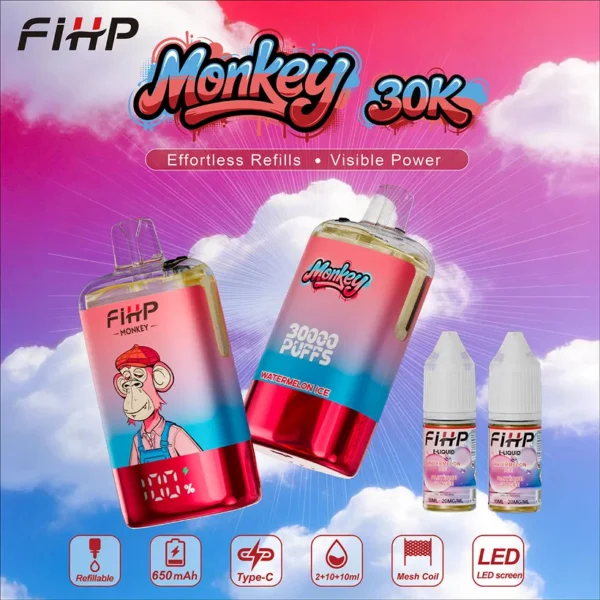 FIHP 30k Züge 30000 Monkey Refillable E Liquid