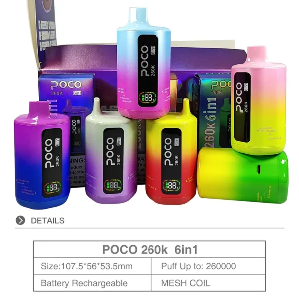 POCO 260K Züge 6 in 1 Einweg E-Zigarette Vape