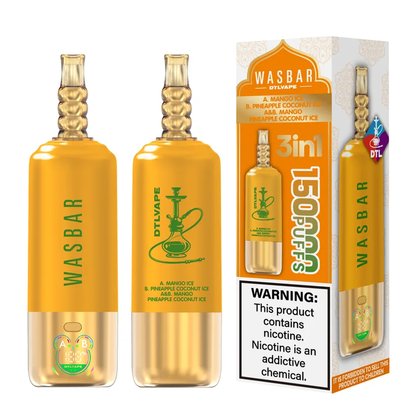 Wasbar 150K Züge 3 in 1 DTL Vaping Einweg E-Zigarette Vape