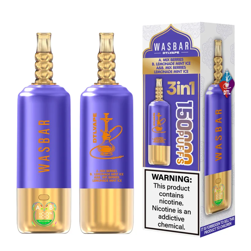 Wasbar 150K Züge 3 in 1 DTL Vaping Einweg E-Zigarette Vape