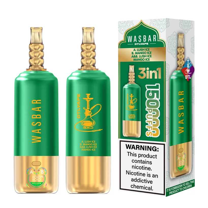 Wasbar 150K Züge 3 in 1 DTL Vaping Einweg E-Zigarette Vape