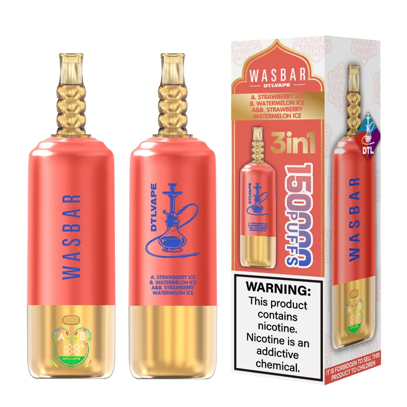 Wasbar 150K Züge 3 in 1 DTL Vaping Einweg E-Zigarette Vape