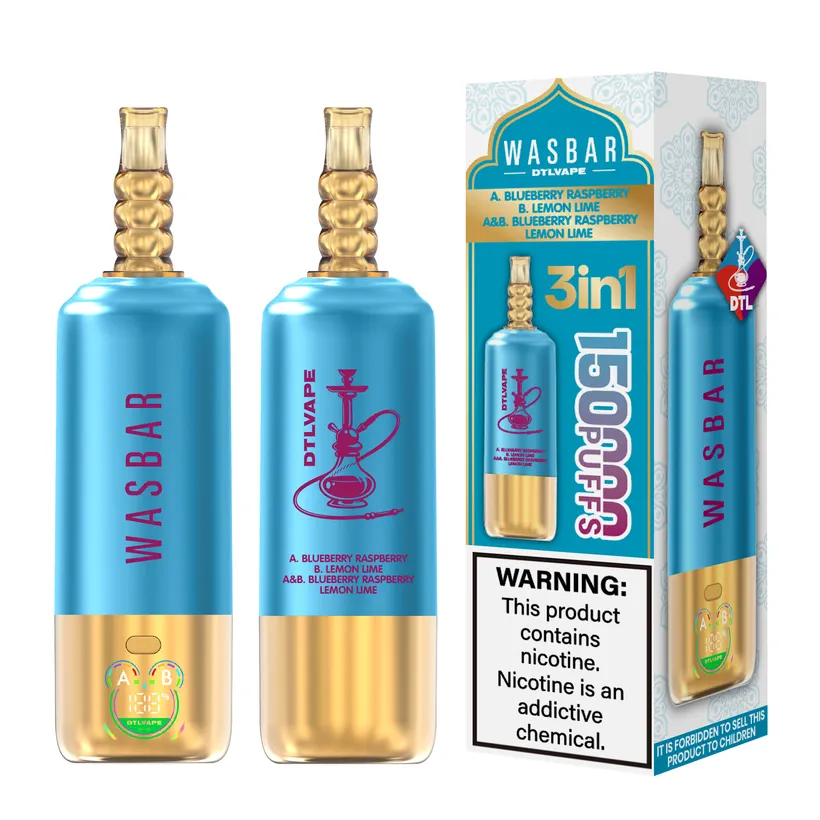 Wasbar 150K Züge 3 in 1 DTL Vaping Einweg E-Zigarette Vape