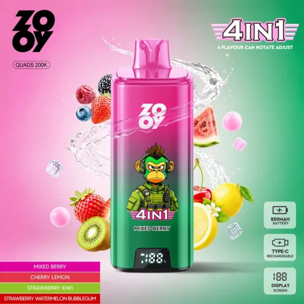 ZOOY 200K Züge Puffs 4 in 1 Einweg E-Zigarette Vape