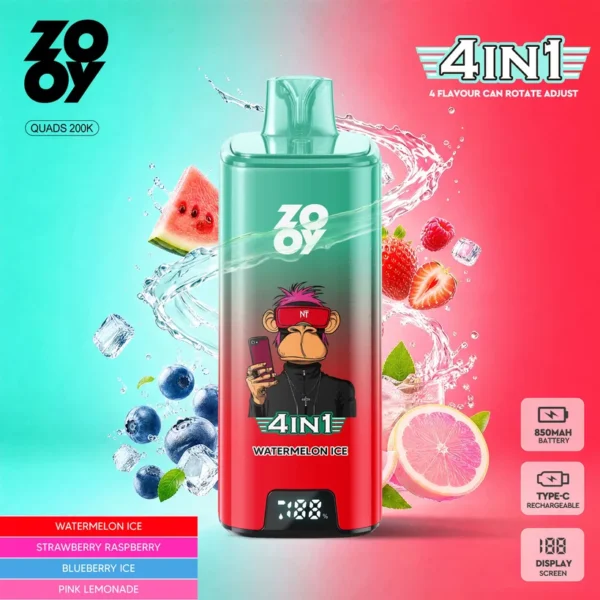 ZOOY 200K Züge Puffs 4 in 1 Einweg E-Zigarette Vape